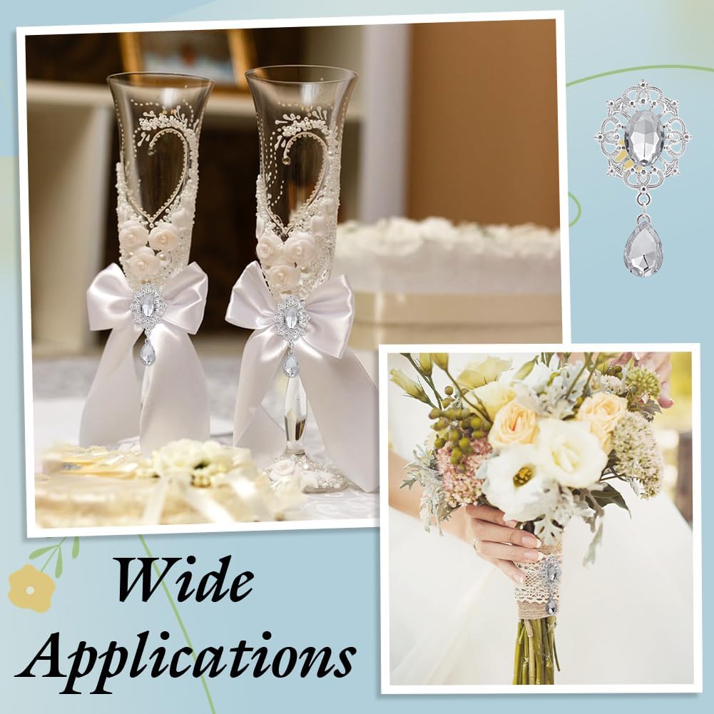 FINGERINSPIRE 16PCS Crystal Rhinestone Marquise for Brooches Alloy Crystal Teardrop Rhinestone Pendant Brooch Pin Accessoories for DIY Dress Wedding Decoration Formal Events image 5