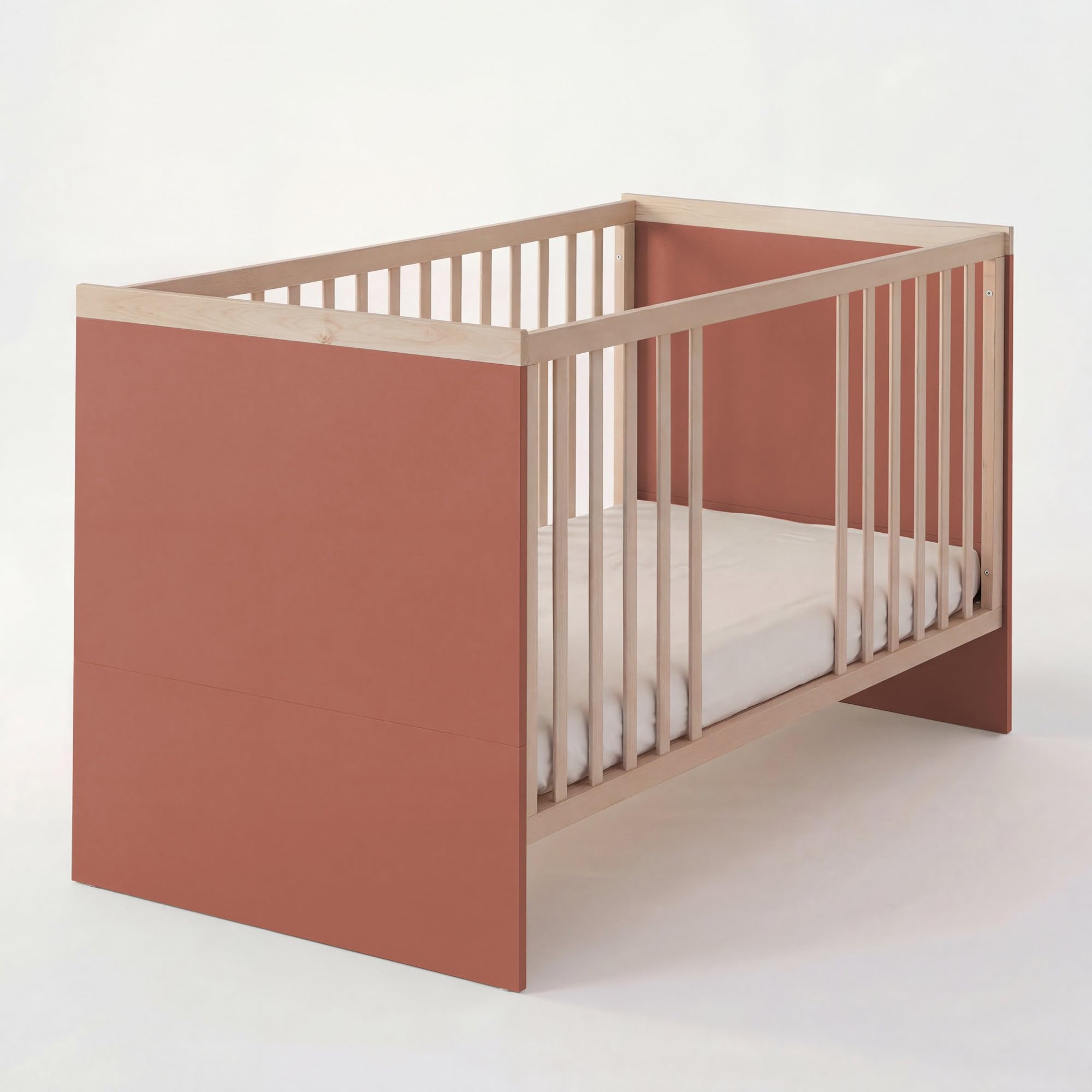 roba Babyzimmer Set „Jimmy“ - 3-teiliges Komplettzimmer mit Kombi-Kinderbett 70 × 140 cm, Wickelkommode & 3-türigem Kleiderschrank - Mauve/Eiche