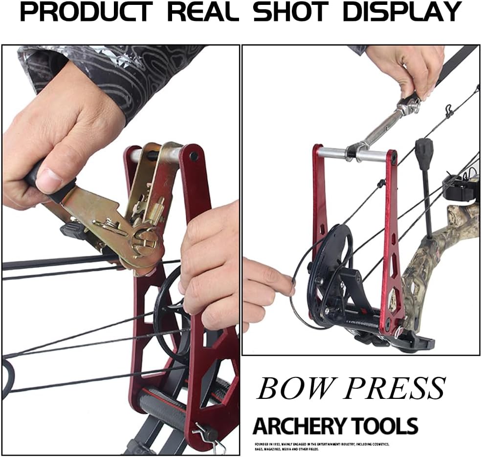 AMEYXGS Compound Bow Press Archery Aluminium Alloy Archery Ratchet Bow Press Portable Bow Press Ratchet Bow Press Open Tool Accessories Bow String Replacement Tool