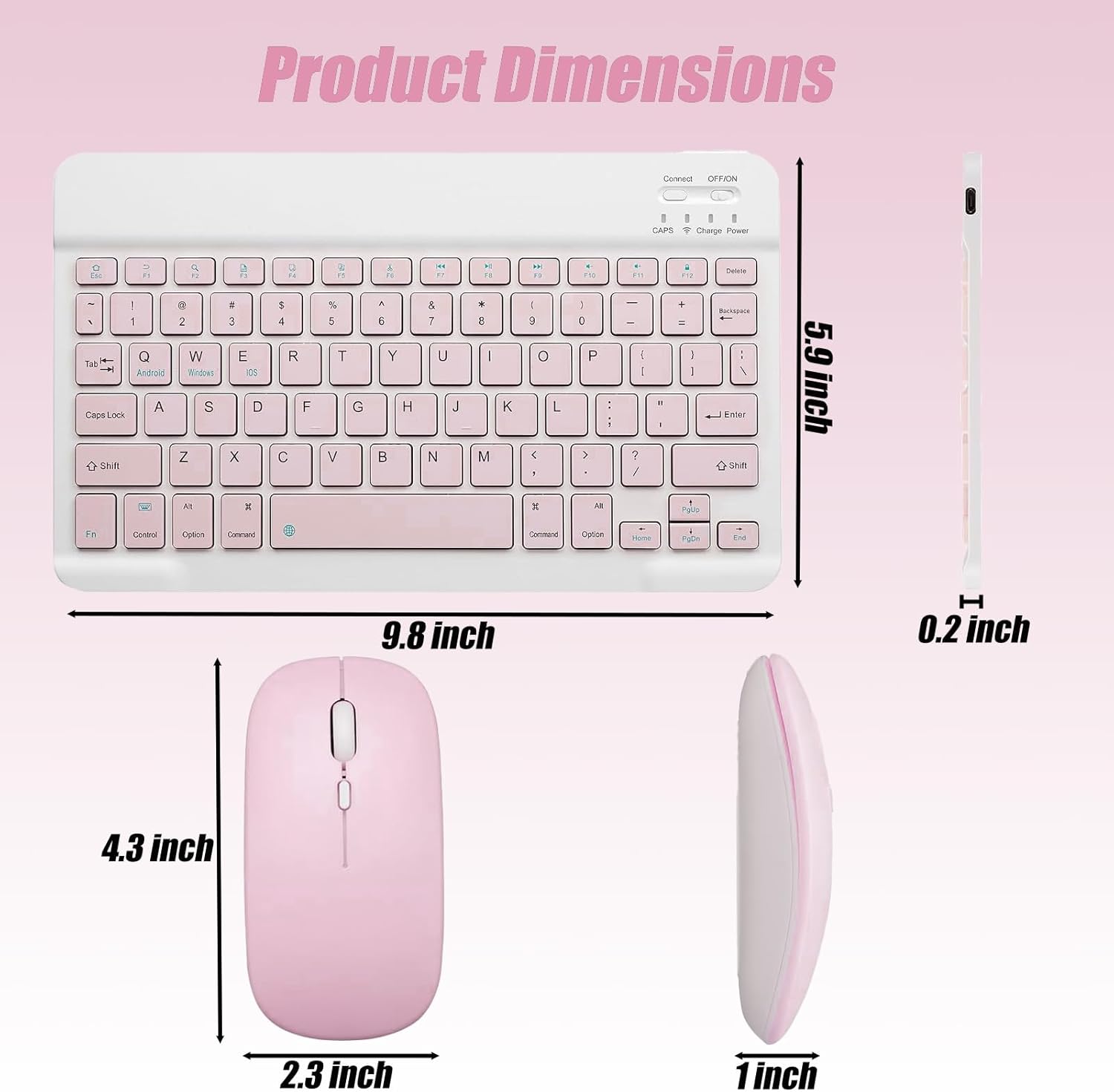 Keyboard Case for Samsung Galaxy Tab A9+ / A9 Plus 11 inch 2023, A11Plus 11" 2025-Mouse and Detachable Keyboard, Slim Protective Case (Pink)