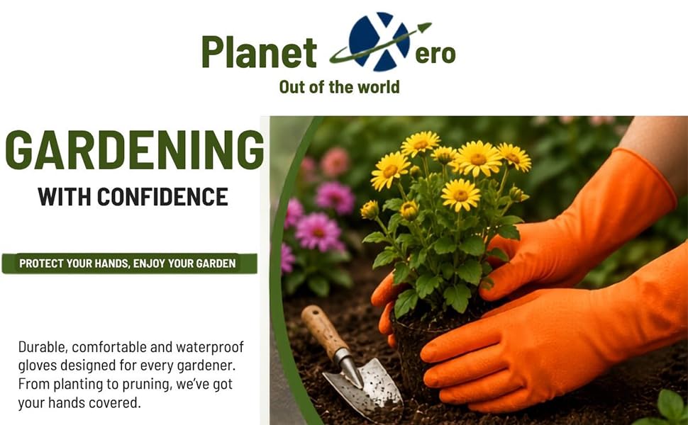 Image of Gardening 12-INCH Gloves - Heavy-Duty Rubber Hand Protection for Planting, Weeding, and Outdoor Garden Work (Waterproof, Non-Slip Grip)