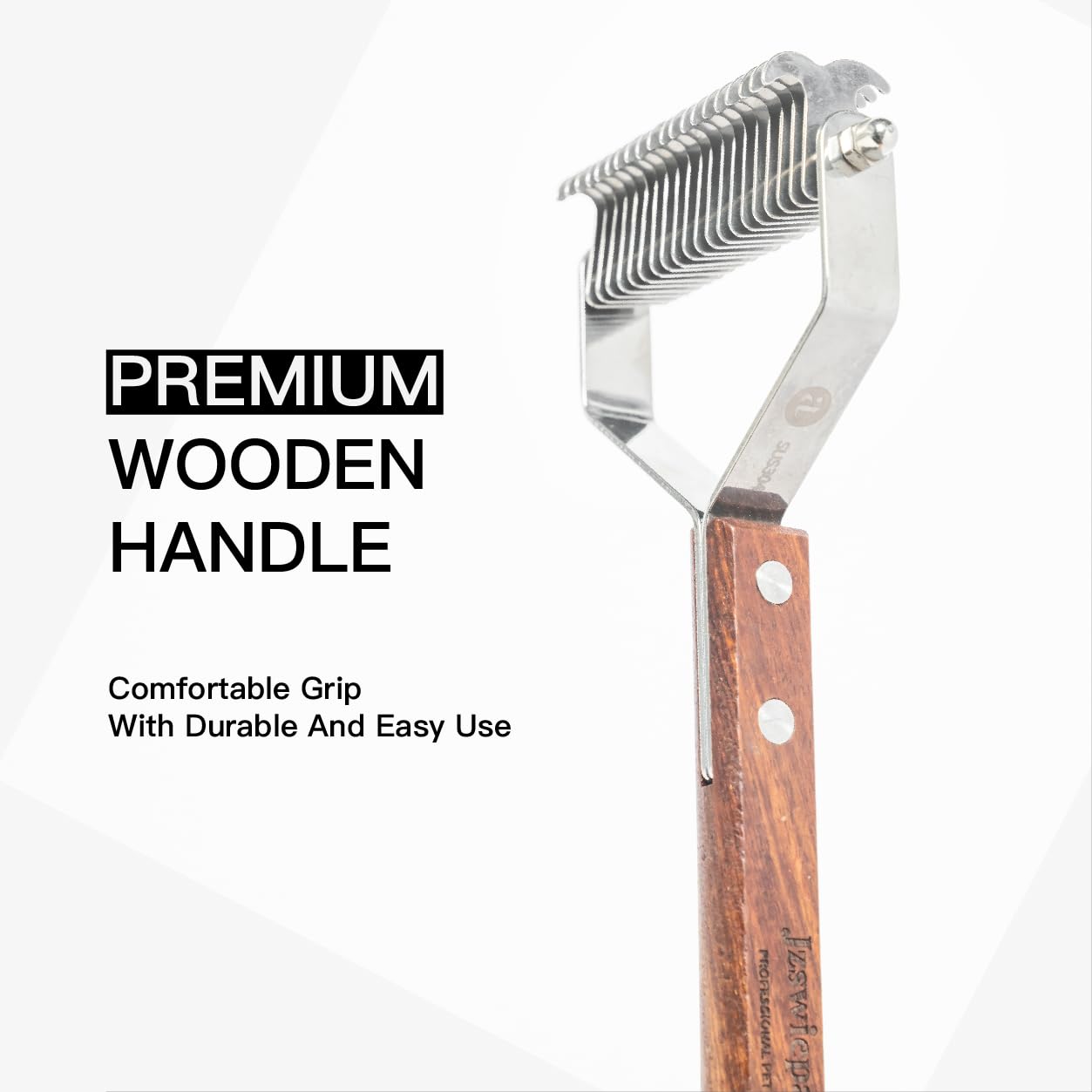 Pet Dematting Rake with 2 sided Professional Pet Grooming Rake for Dogs and Cats 20 Blades Deshedding Detangle Thinning Undercoat Comb and Face Comb Kit with Wooden Handle