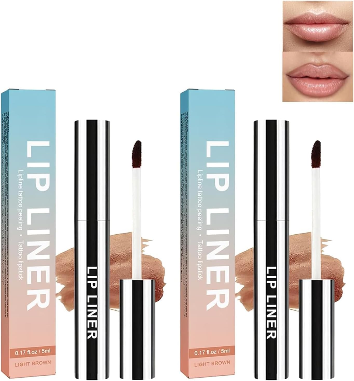 Cosmetica›Make 2 stuks verwijderbare lipliner, lipliner verwijderen, plump lipliner, lipliner tonen, peel off lipliner tattoo, watervaste afneembare lipliner lichtbruin