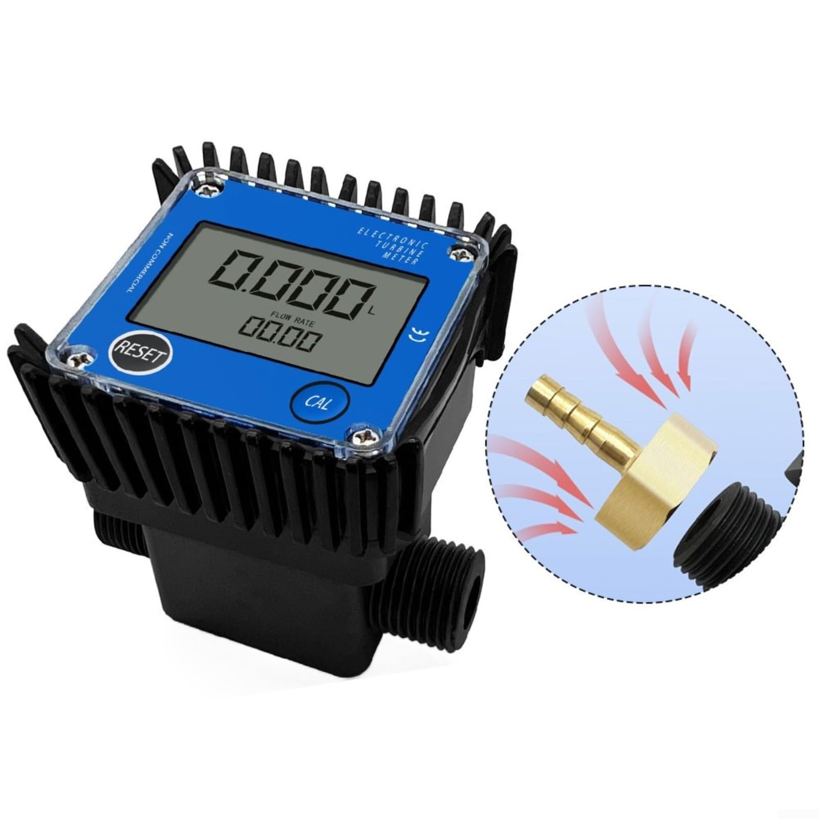 Medidor digital de flujo de engranajes 1-20L/min ±1% de precisión Pantalla LCD, para monitoreo de productos químicos de metanol diésel en sistemas industriales azul (0.1-7L-min)