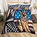 American Flag Duvet Cover Set King Size,German Shepherd Animal Comforter Cover with 2 Pillowcases,Stars Stripes USA Flag Modern Bedding Set for Adult Young Bedroom Xmas Gift