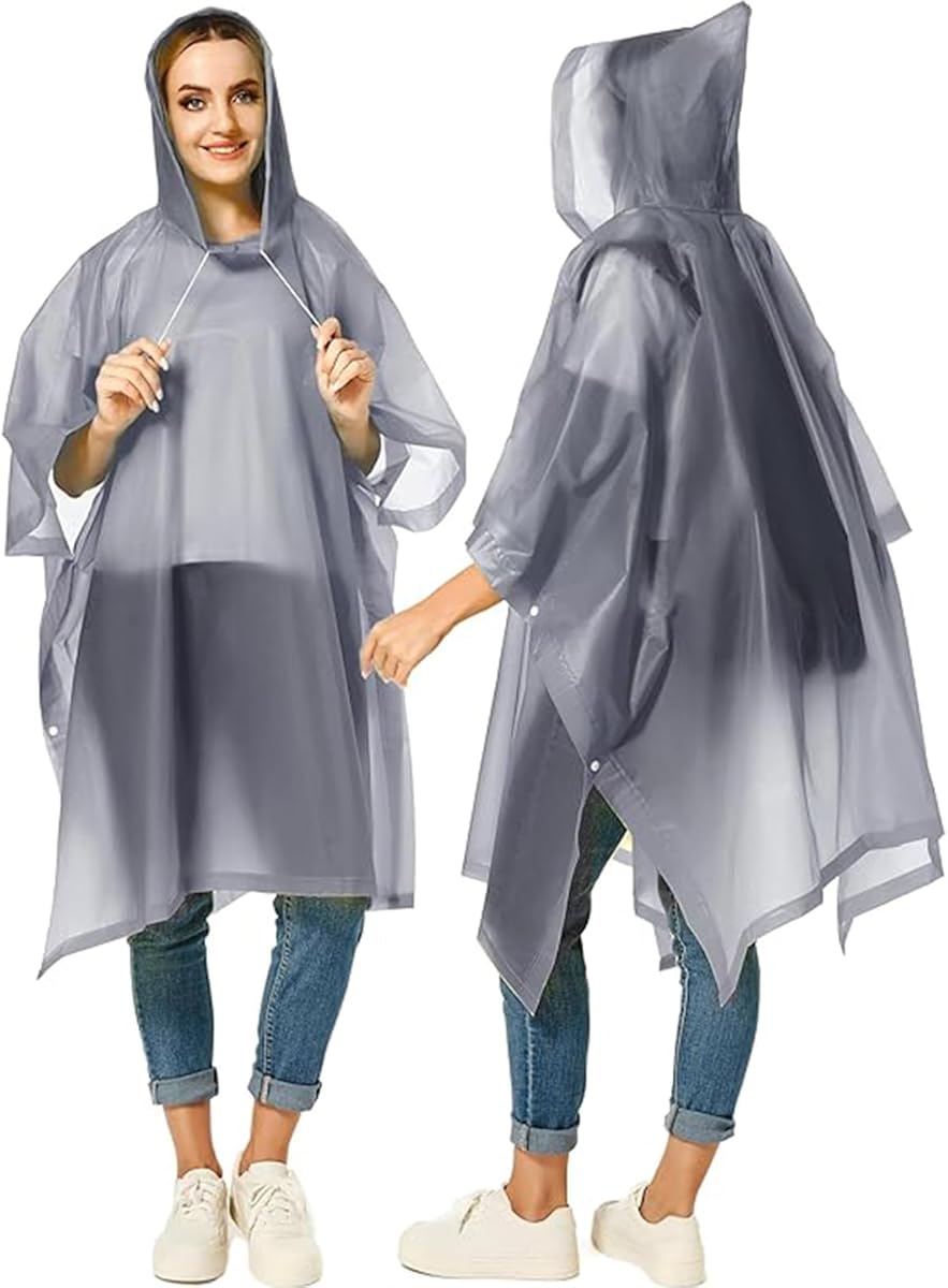 Wasserdichter Regenponcho, Leichter Wiederverwendbar Regen Mantel mit Kapuze, Tragbarer Notfall-Poncho für Männer Frauen Erwachsene Familie, Wandern, Radfahren, Camping, 2 Stück