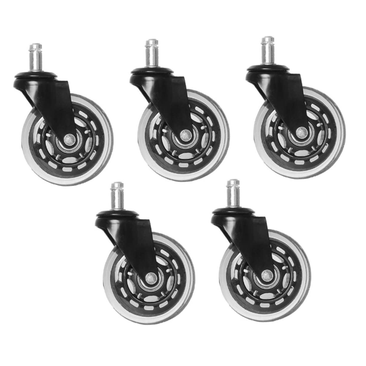 TEHAUX 5pcs Office Chair Caster Wheels Swivel Casters for Hardwood Tile Carpet Floors Easy Installation Mute Effect Heavy-Duty Replacement Wheel