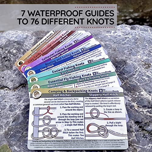 Referenceready Complete Knot Card Bundle - 7 Pocket Knot Books With 76 Knots | Set Includes Waterproof Guides For Outdoors, Boating, Climbing, Horse, Fishing, Fly Fishing, And Saltwater Fishing Knots #TOP1