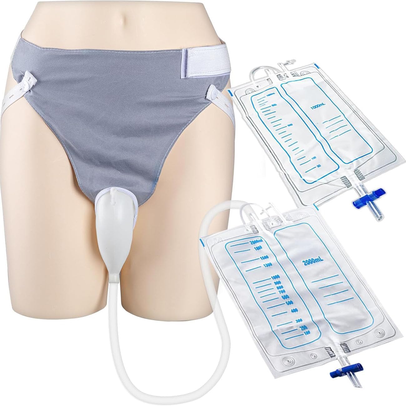 ICEMOB Male, Wearable Urinal Bag,Urine Collector for Men,Urinary Drainage Bag System(2000Ml & 1000Ml),Male Incontinence Devices,Reusable