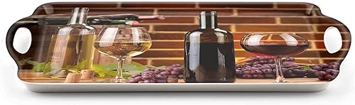 Miniatura 23 de Bandeja decorativa con asas, bandejas rectangulares multiusos para restaurante, fiestas, mesa de café, cocina, tortuga retro Tortuga retro,Bandera