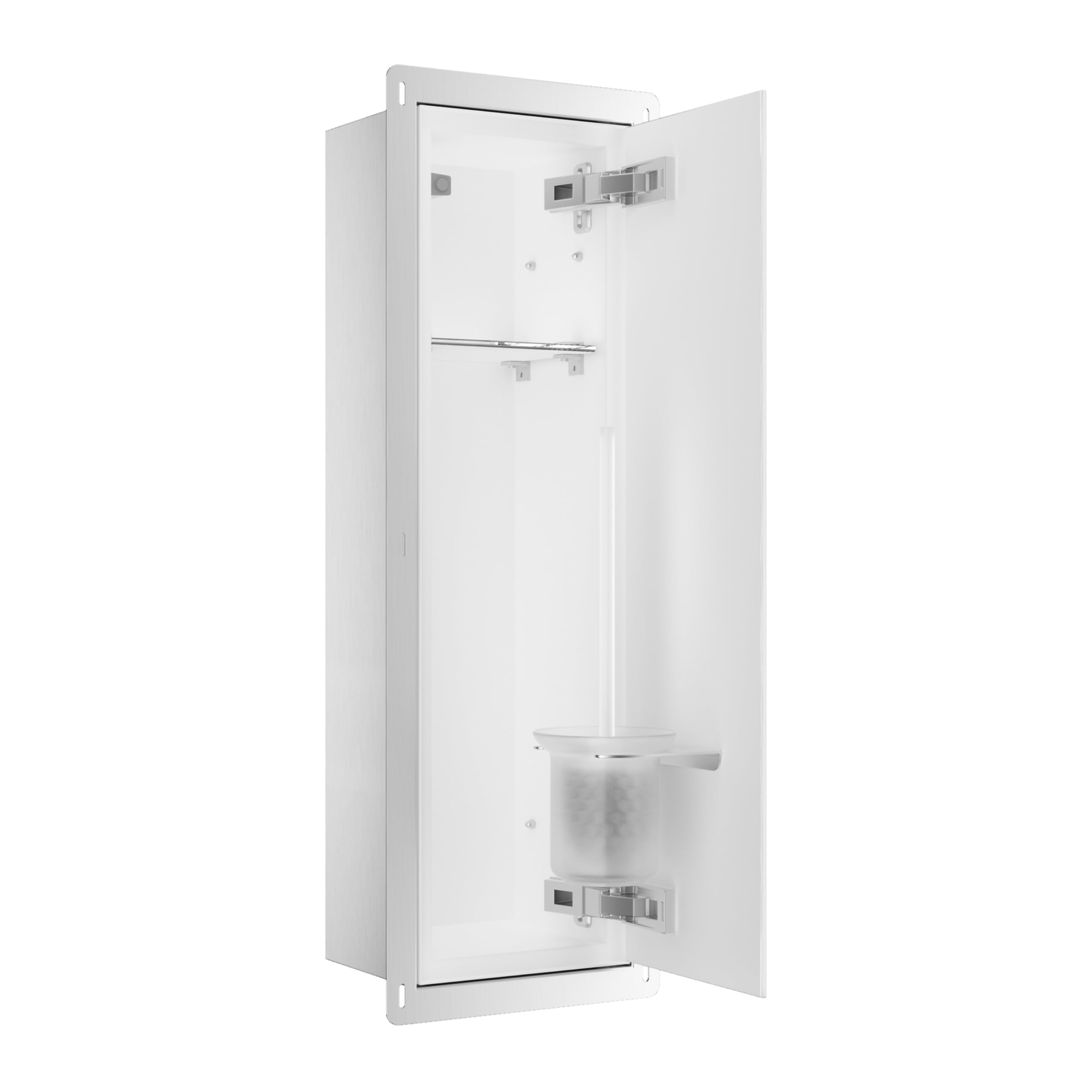 Soporte para Cepillo de Inodoro de Vidrio para Montaje en Pared L - Vidrio Blanco - Derecha Juego de Inodoro Moderno de Pared para baño Contenedor higiénico para Cepillo