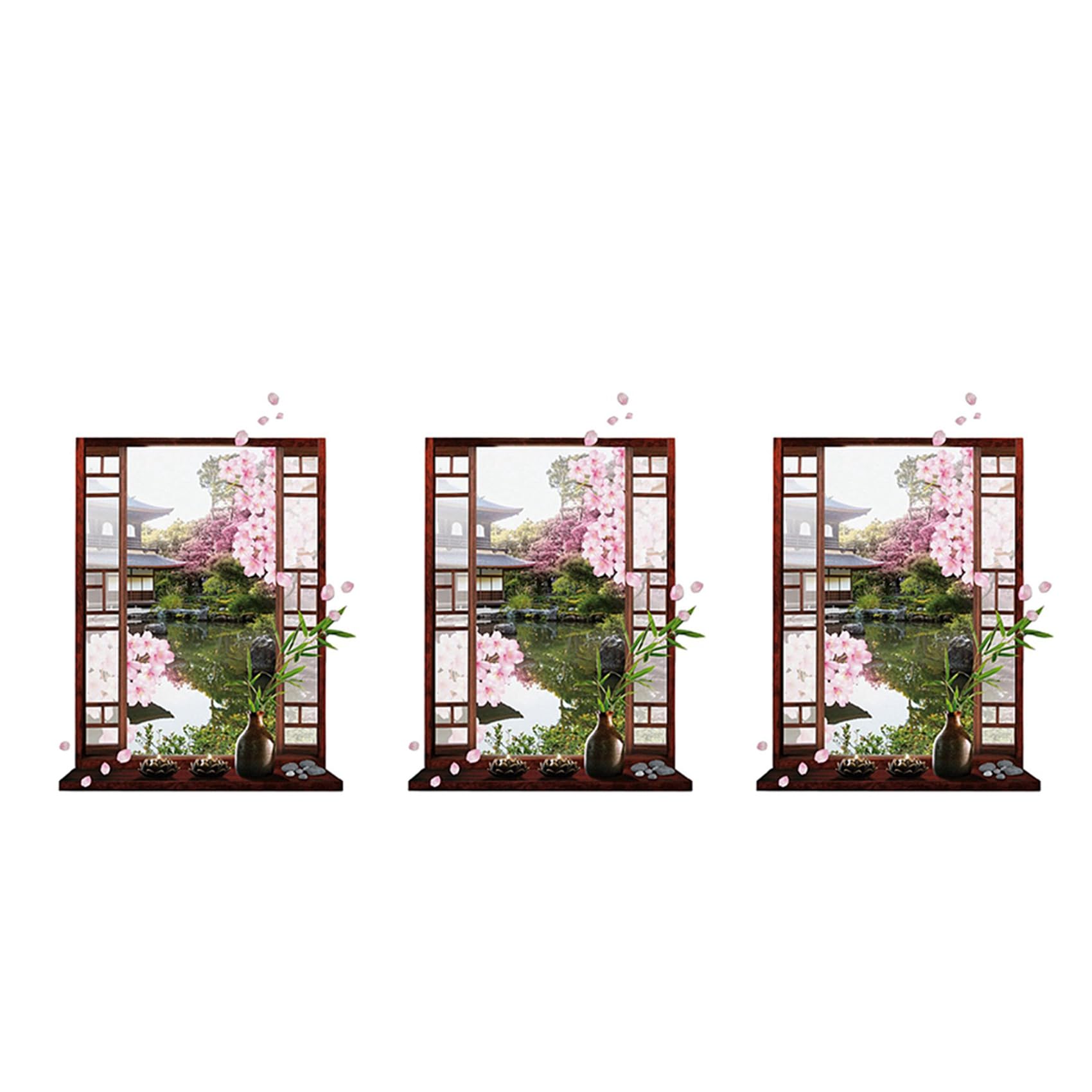 Hndhbfgrt 3X 3D Window Peach Blossom Flower Art Wall Sticker Removable Decal Mural
