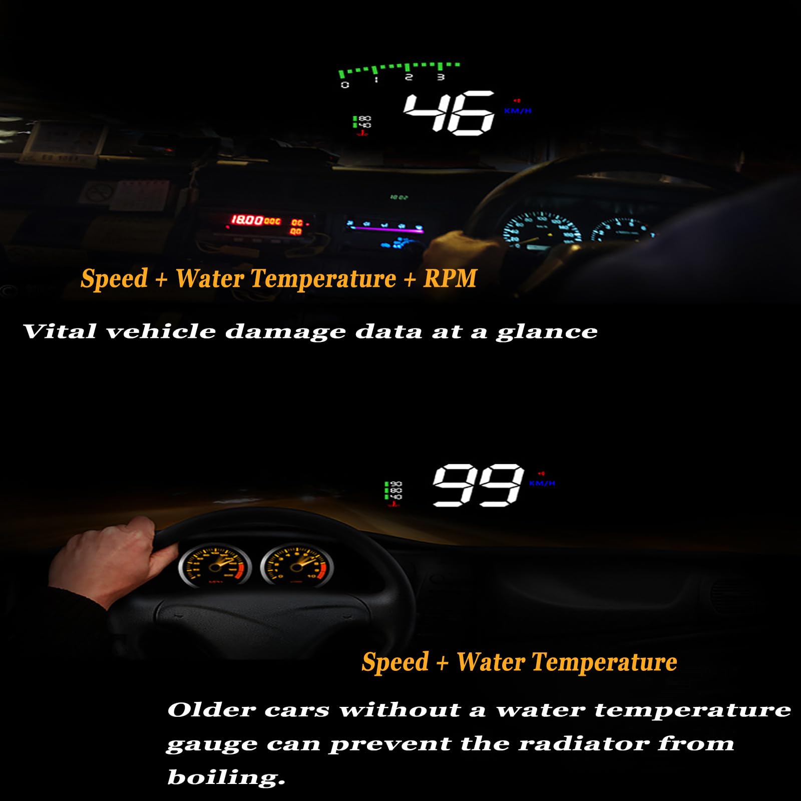Tachymètre Numérique HUD Speedomètre pour Bentley Mulsanne 2010–2020 Full-Size Luxury Sedan, Écran Solaire Tête Haute GPS Numérique pour Voiture, Projecteur de Tachymètre HUD