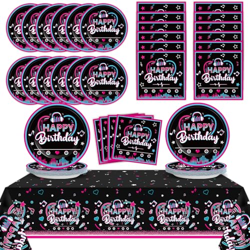 Music Party Supplies Serves 24 Musical Media Party Paper Plates Napkins Music Tablecloth Set...