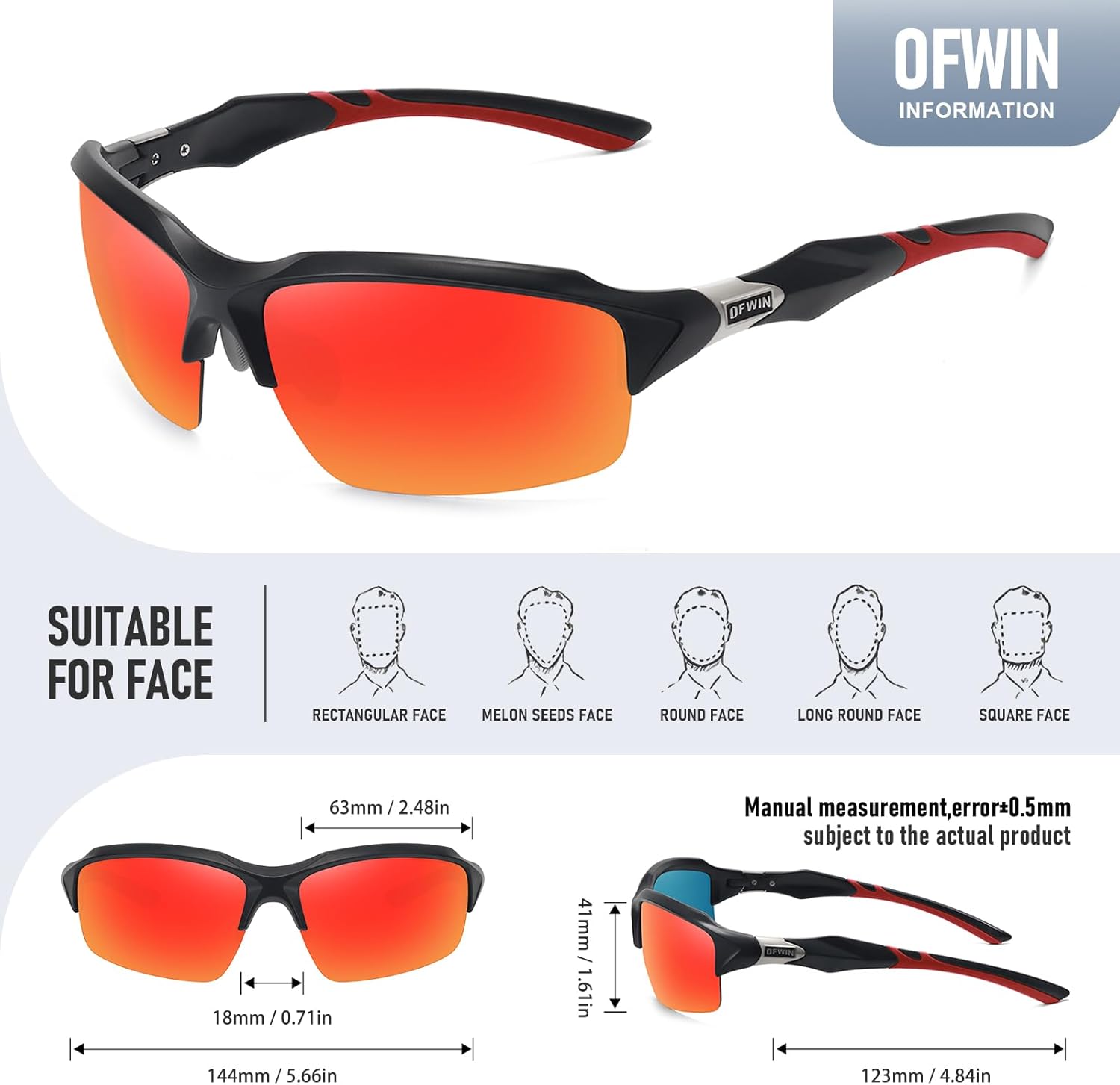 Polarized Sports Sunglasses for Men Women Wrap Around Half Frame Cycling Fishing Bike Running Sun Glasses UV Protection - Image 4