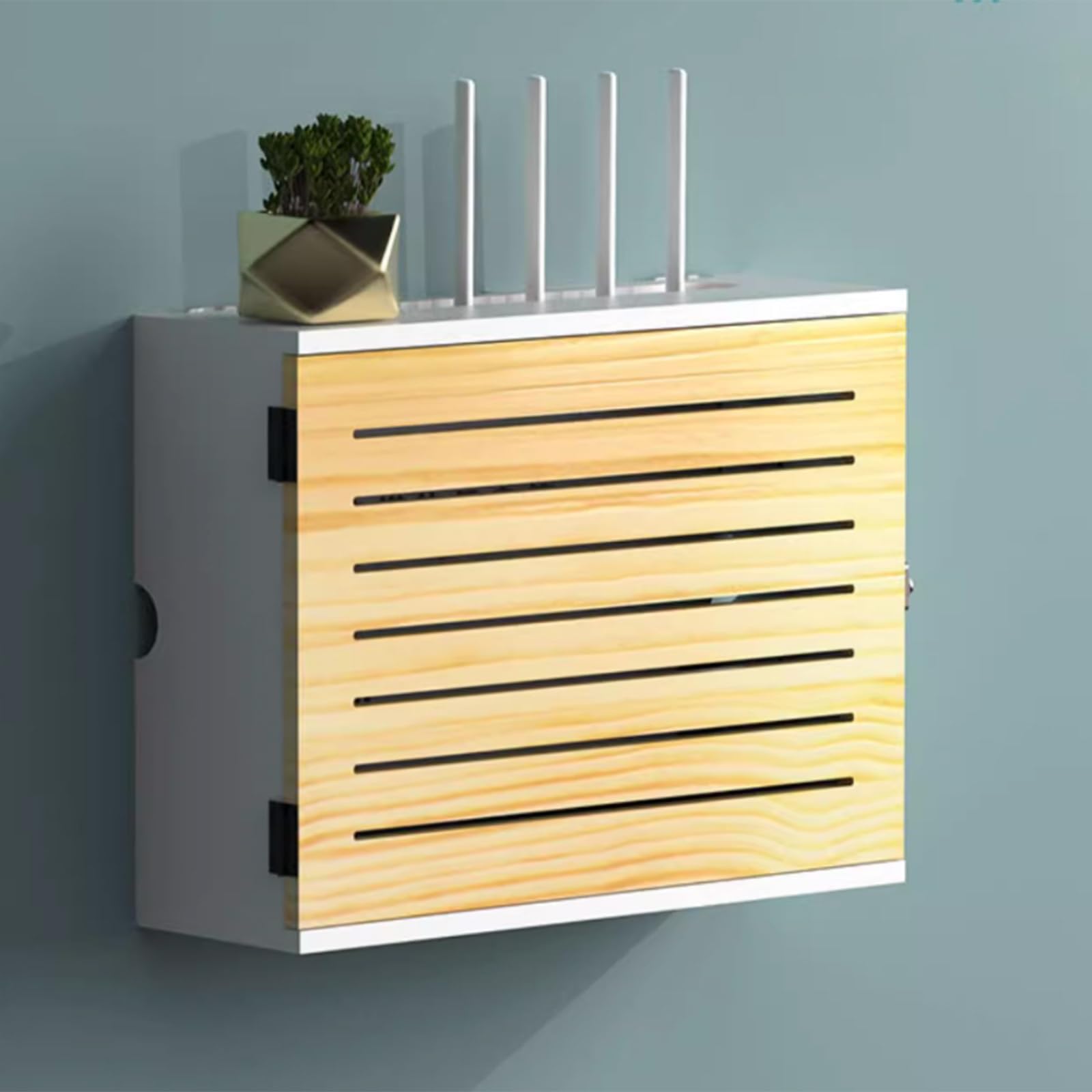 Caja de almacenamiento para enrutador WiFi flotante y cubierta de cable de módem para pared