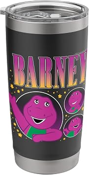 Barney - Purple Dinosaur Character Grid with Gold Stars Stainless Steel Insulated Tumbler
