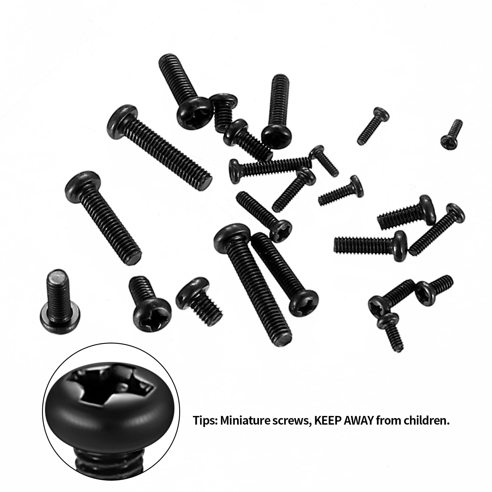 Set di Viti per Laptop e PC, Micro Viti Nere a Testa Tonda Croce M1.4 M1.7 M2 M2.5 M3 900 Pezzi