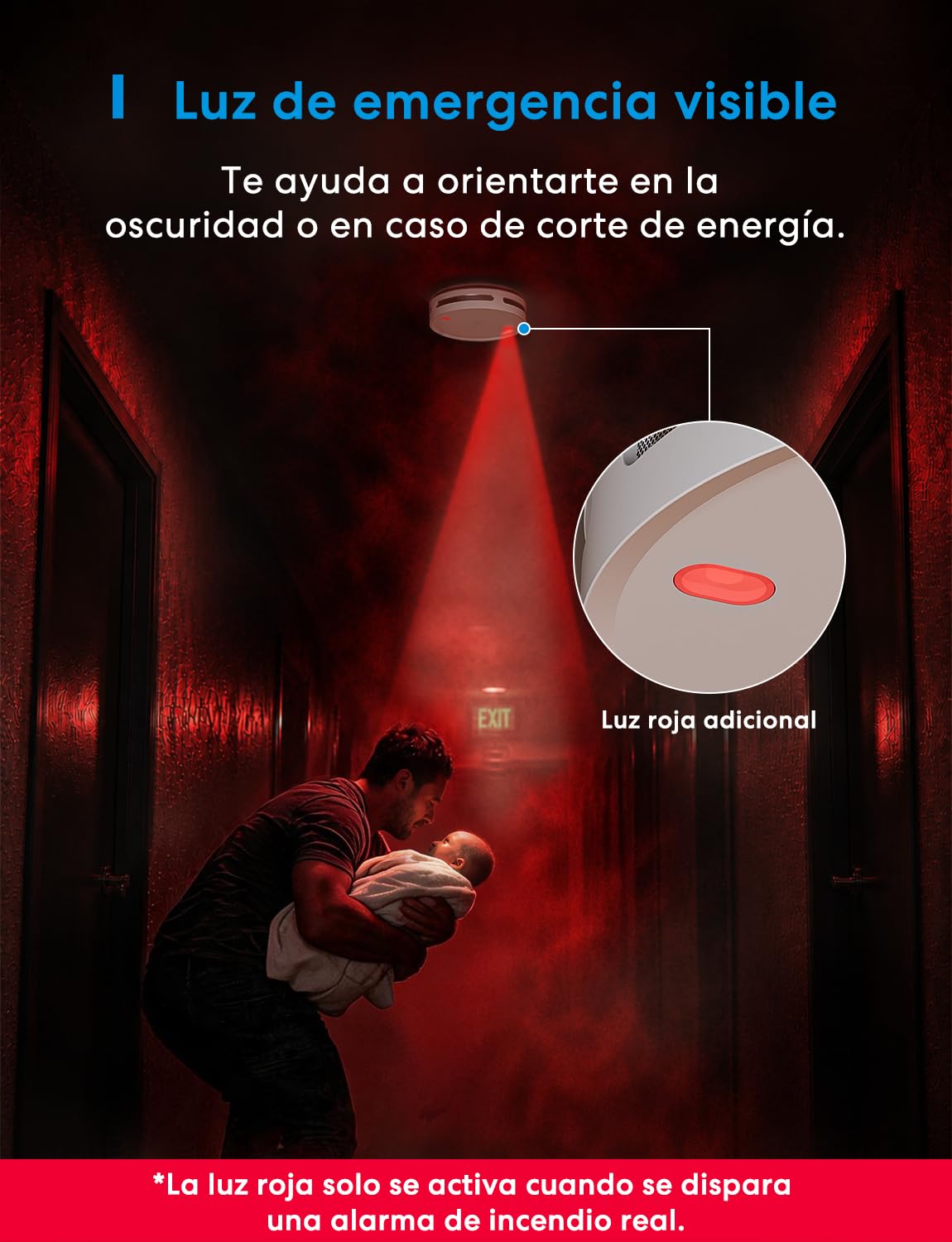 Meross Matter Detector de Humo Conectado con Hub MSH450, Sistema Alarma Incendio Inteligente WiFi con luz LED roja de evacuación, Compatible Apple Home y Home Assistant, Certificado EN14604, 6 Piezas