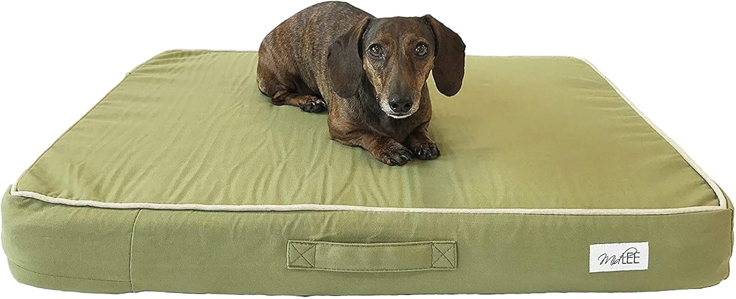Midlee Outdoor Dog Bed- Small- Green- Pet Outside Foam Pad Removale Washable Cover