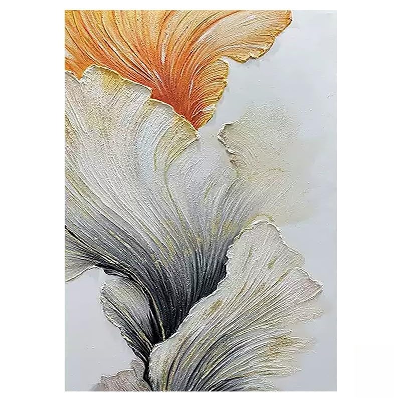 Œuvre d'art moderne abstraite orange peinte à la main en grande dimension