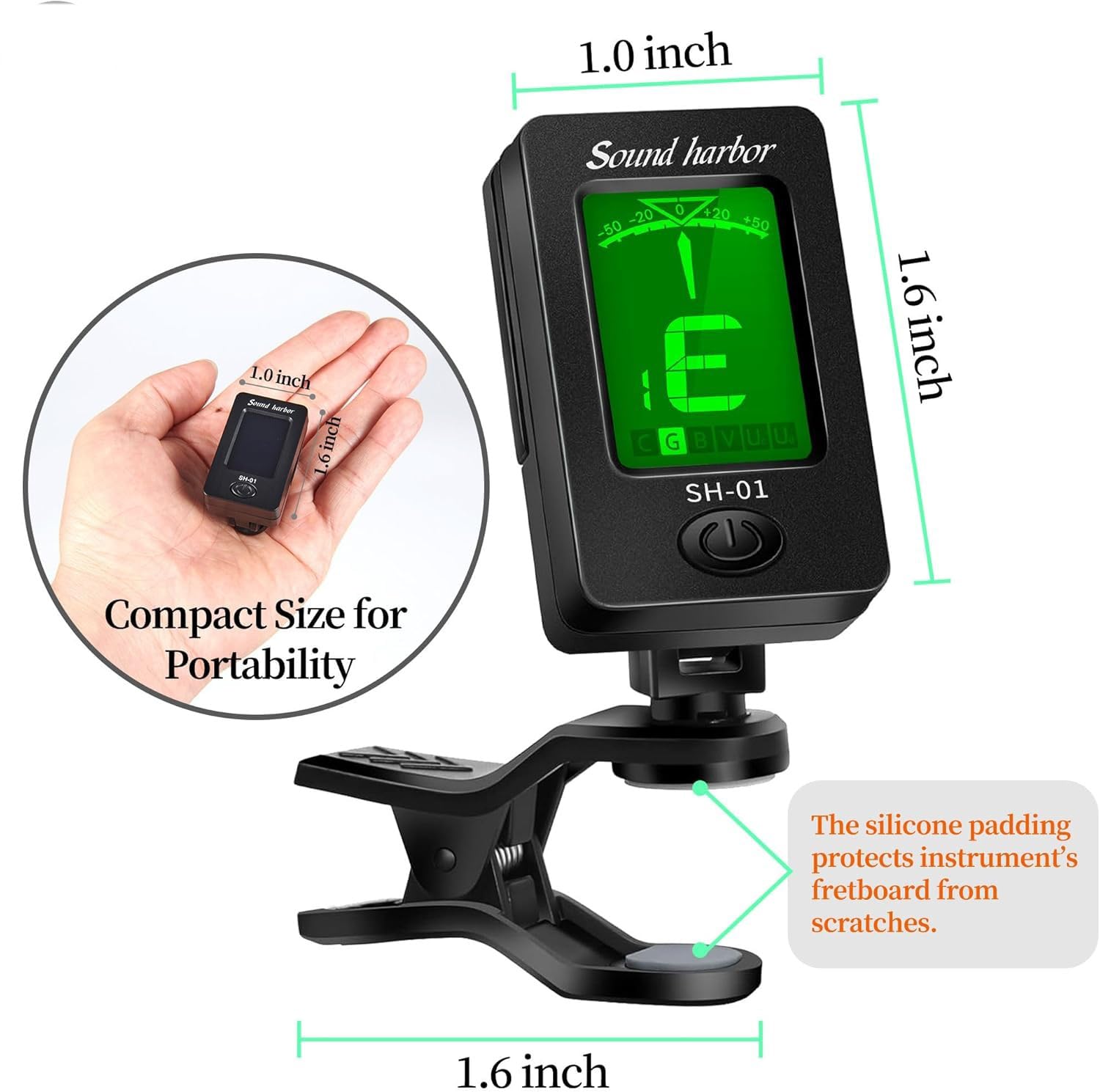 Guitar Tuner Clip On Ukulele Tuner 2 Pack for All Instruments Guitar Bass Ukulele Violin banjo Tuner