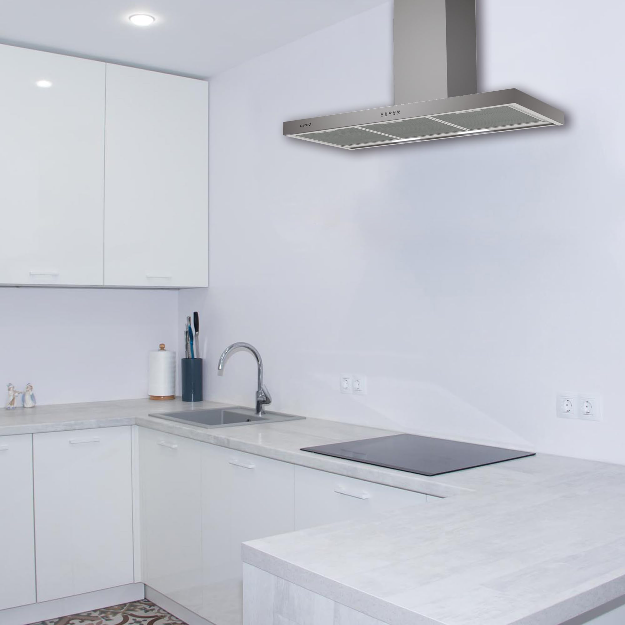Cata S Plus 7010 X Campana Extractora Decorativa de Pared 70 cm, 637 m³/h, 3 Velocidades, Control Mecánico, Iluminación LED, Filtros Lavables, Motor 270 W, Acero Inoxidable