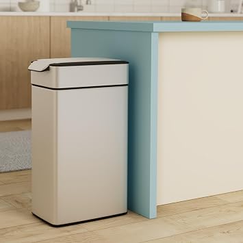 simplehuman CW2016 40L Slim Touch-Bar Kitchen Bin, Easy Open Touch-Bar, Stay-Open Lid, Inner Bucket, Space-Efficient Hinge, Fingerprint-Proof, Brushed Stainless Steel
