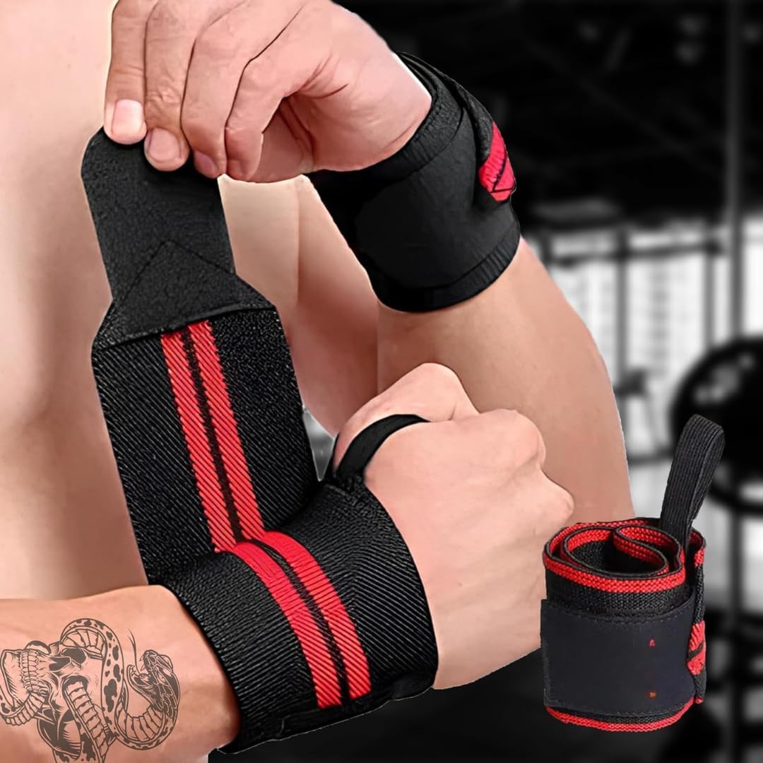 SUVIKSHA Premium Black Wrist Wraps | Strap with Thumb Support Loop Bands for Workout and Velcro Straps| Wrist Band for Gym Workout | Sports Gym Equipment (Pair of 1)-image-5