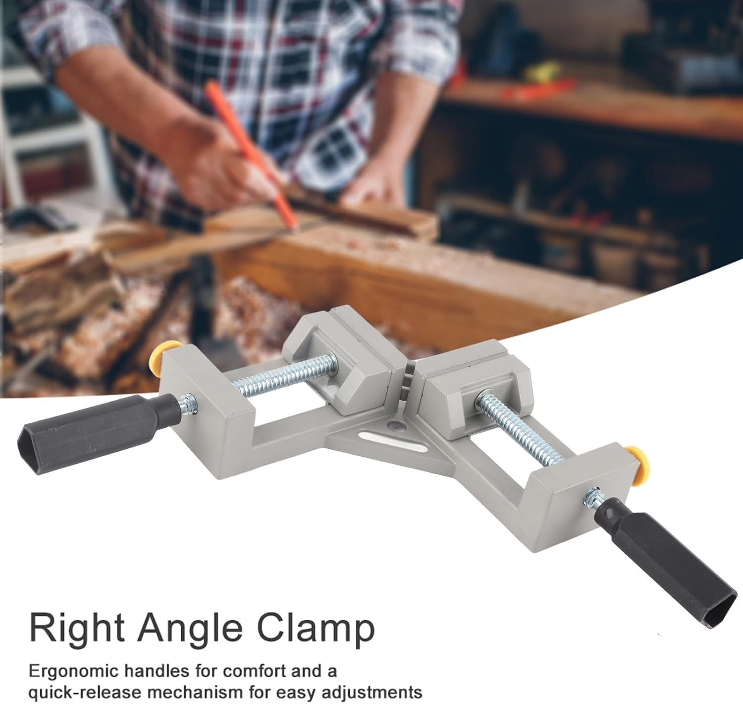 Pilipane Right Angle Clamp 90 Degree Double Handle Aluminum Alloy Woodworking Tool for Cabinet Making and Photo Framing