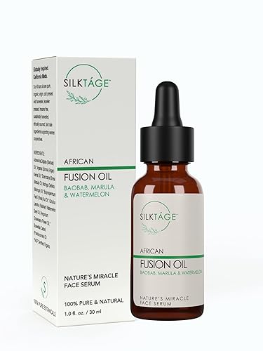 SILKTÁGE Aceite de fusión africana, suero facial Natures Miracle con aceite de marula, baobab y moringa para nutrir, hidratar y restaurar la piel
