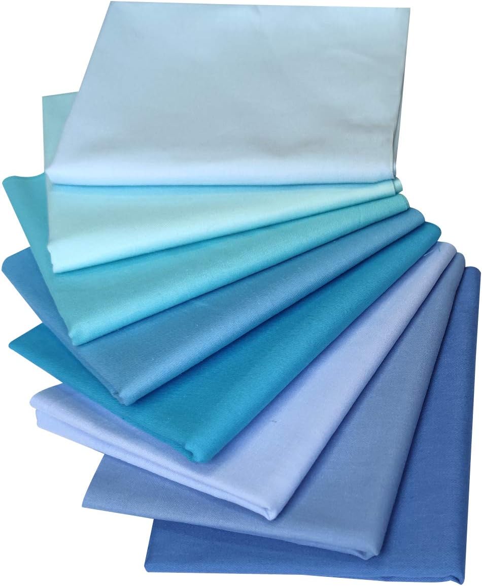 Qililandiy 8pcs Cotton Fabric 100% Cotton Patchwork DIY Fabric 46x56cm Cut for Sewing Crafts Deco Blue Series