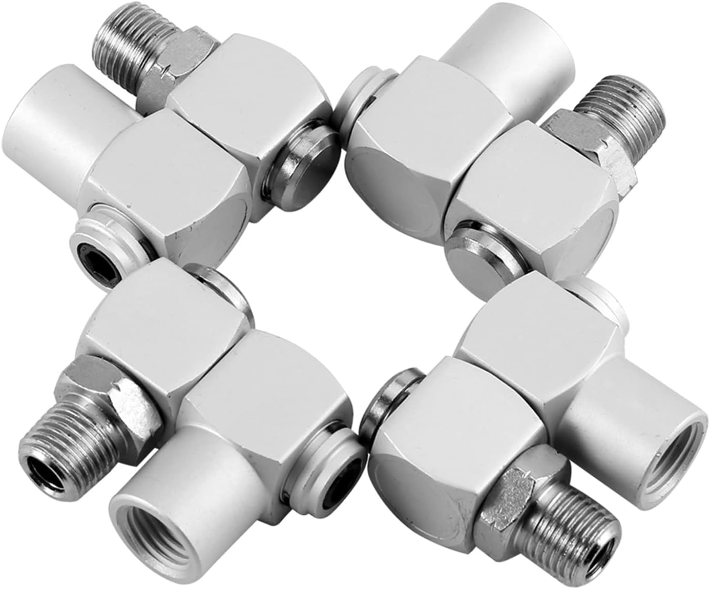 LAVEN 1/4 Inch Air Tool Swivel Fitting, 360 Degree Rotating Connector Adapter for Pneumatic Tools & Compressed Air Systems, Aluminum Quick Connect Fitting Set (4pcs)