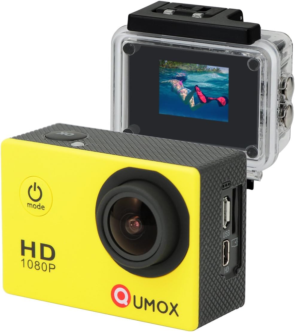 QUMOX Actioncam SJ4000, Action Sport camera Camera Waterproof, Full HD, 1080p Video, Helmet camera, Yellow