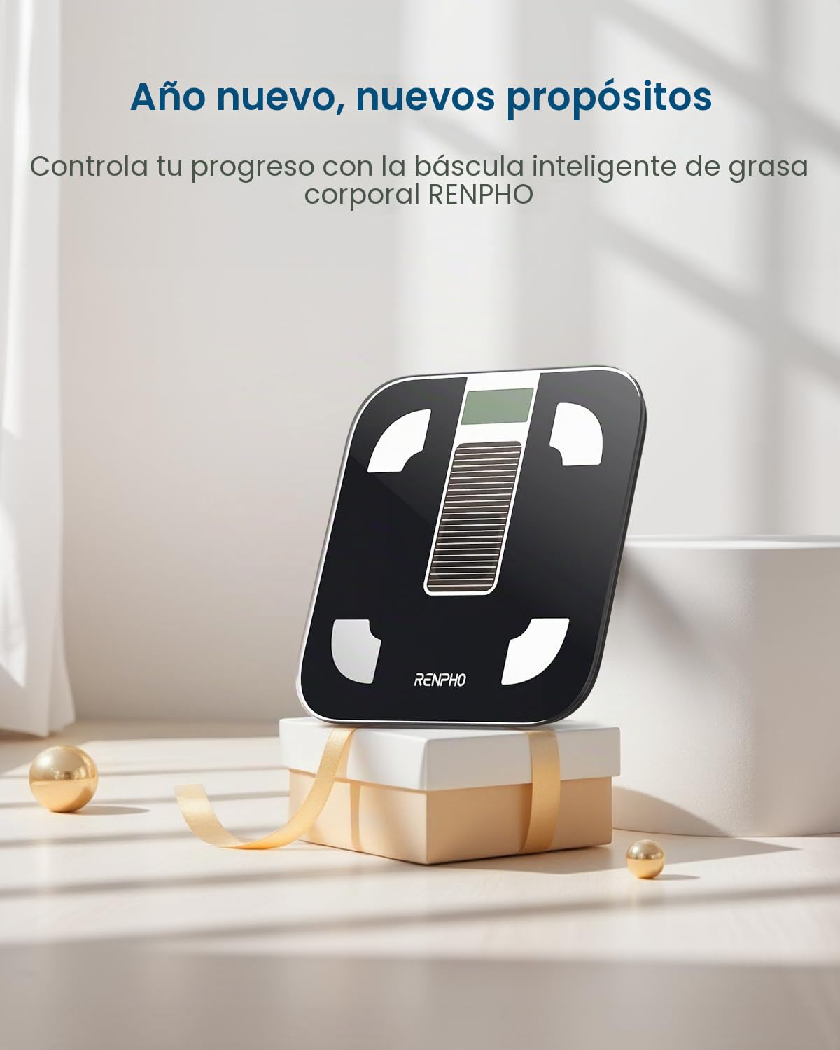 RENPHO Básculas Digitales de Peso Corporal, Básculas de Baño para Pesarse sin Pilas, Báscula Inteligente con Grasa Corporal, Analizador de la Salud para Smartphone, Elis Solar 1