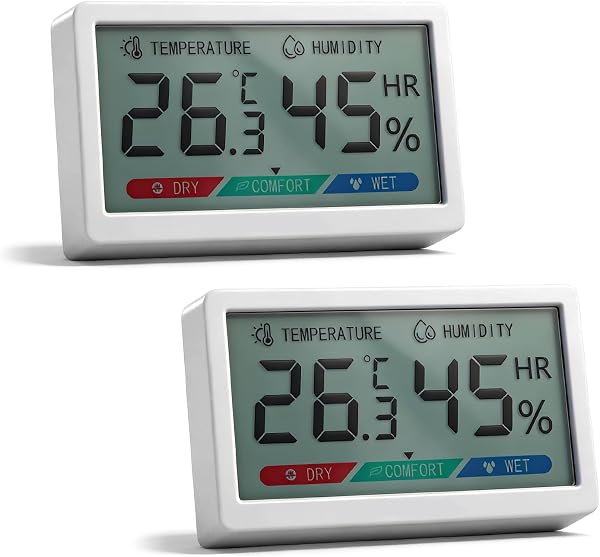 Chatthen Termometro Digital Casa, Higrometro Digital de Interior para Controlar la Temperatura y medir la Humedad, Medidor de Humedad Digital de Temperatura para Invernadero, Bebé, Bodega, Reptil 2Pcs - 1