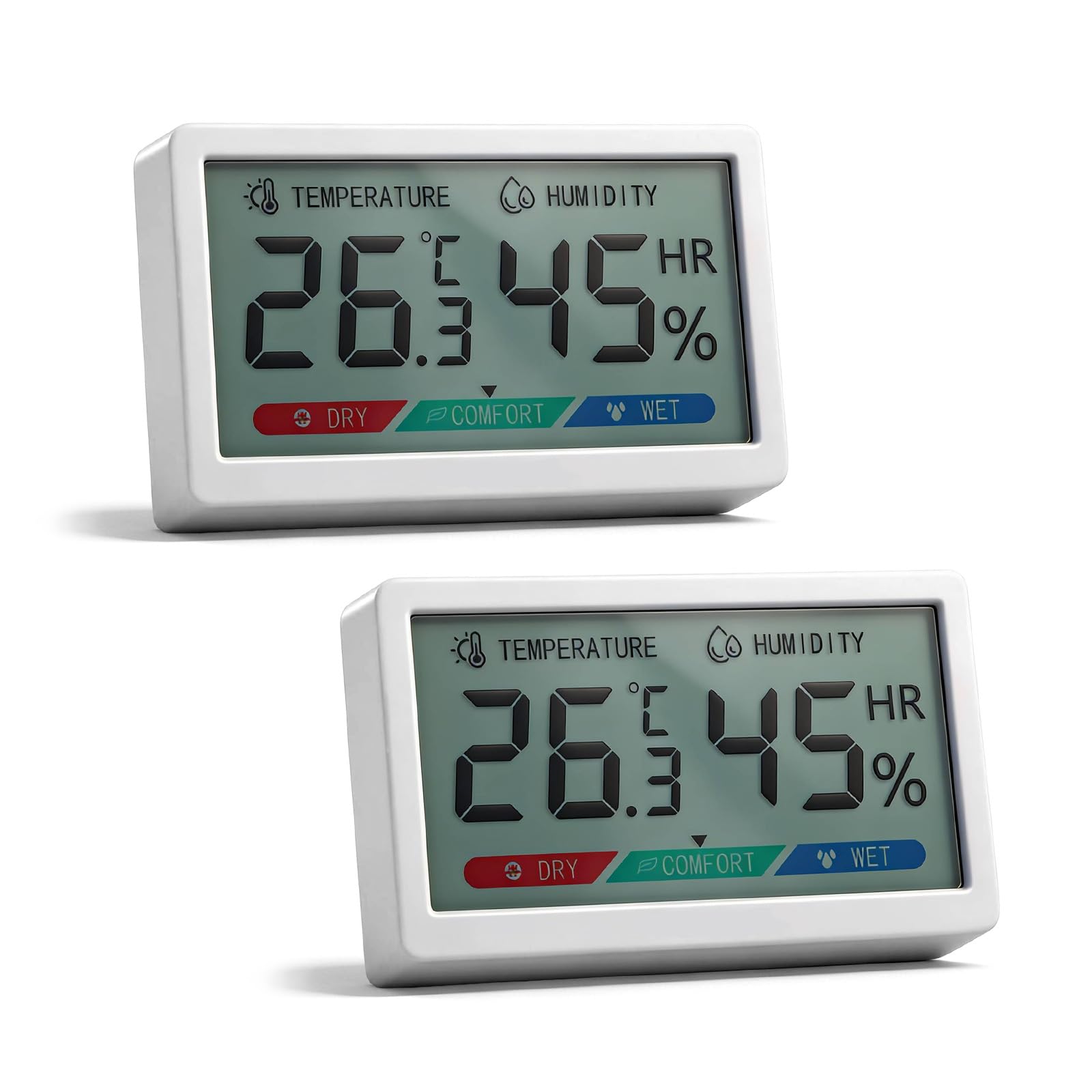 Chatthen Termometro Digital Casa, Higrometro Digital de Interior para Controlar la Temperatura y medir la Humedad, Medidor de Humedad Digital de Temperatura para Invernadero, Bebé, Bodega, Reptil 2Pcs