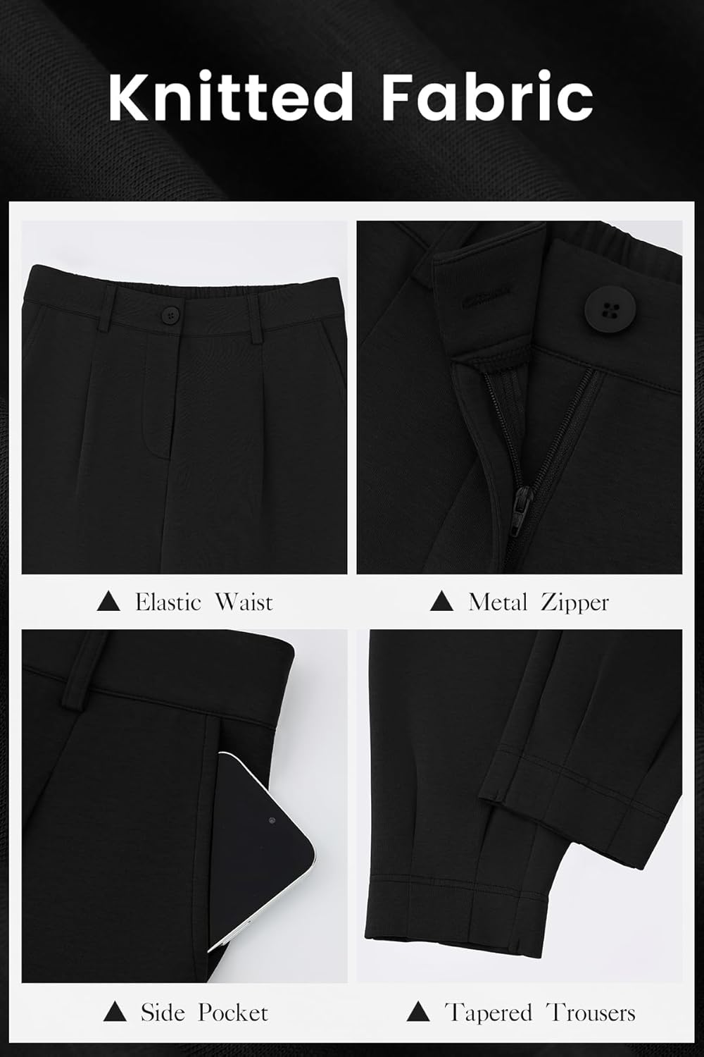 CFLONGE Women's Summer High Waisted Pants for Women 2026 Casual Ankle Length Pant for Work Office Trouser Slacks with Pockets - Image 4