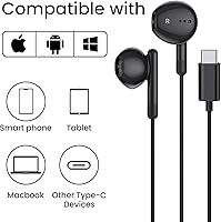 Vista 8 de Auriculares USB C para iPhone 17 16 15 Pro Max Plus iPad Pro USB C Auriculares con micrófono Control de volumen USBC auriculares con cable USB tipo