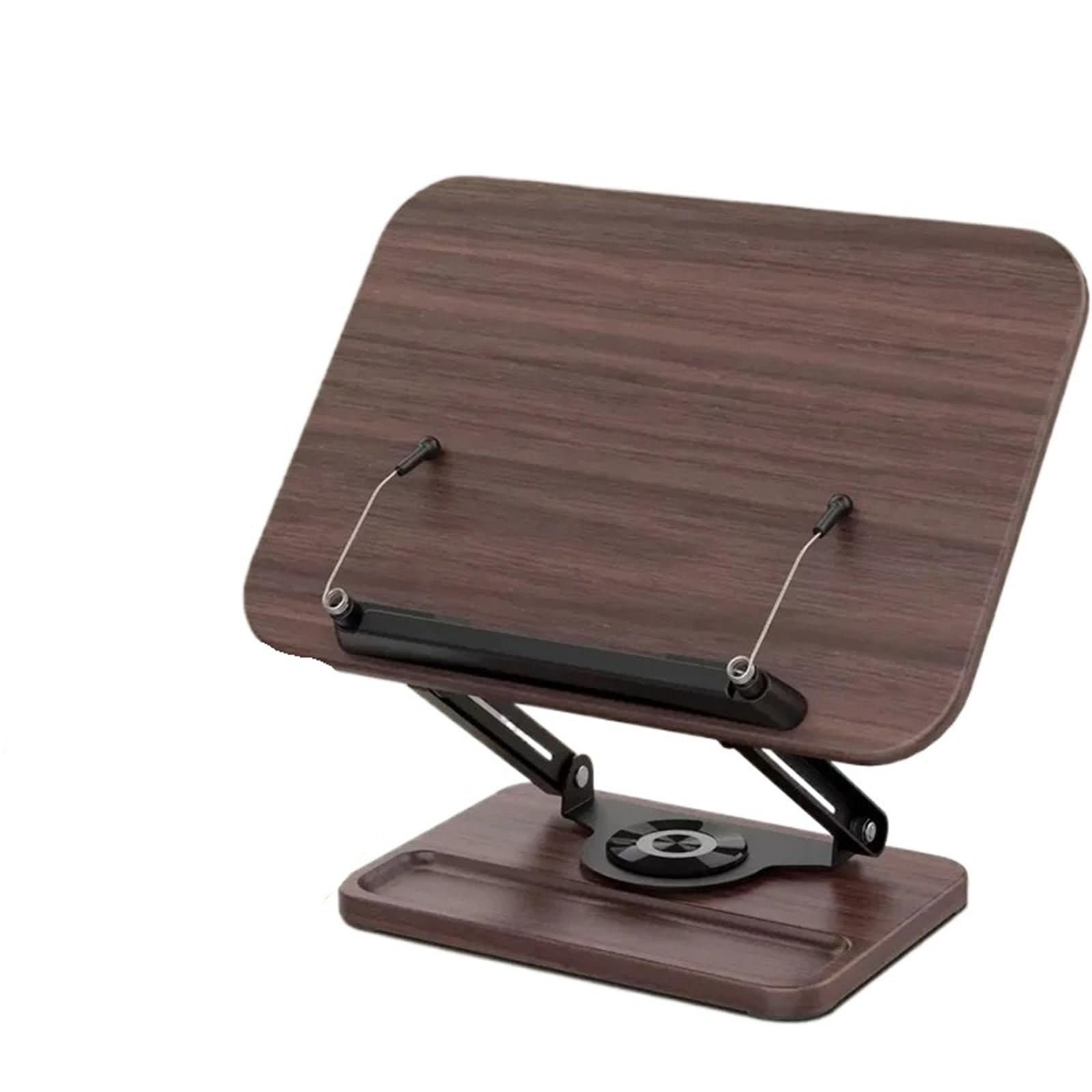 Atril Para Libros Soporte de libro ángulo altura ajustable for soporte lectura Base giratoria Clips página elásticos elevador escritorio plegable(Brown)