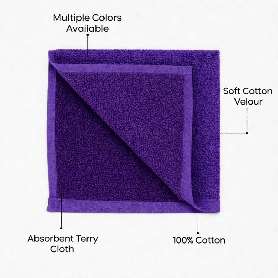 16x26 | Terry Velour Towels, Bath Towels, Washcloths | Cotton | Face Towels, Bathroom use, Gym and spa Towel | Bathroom Towels (3, Purple)