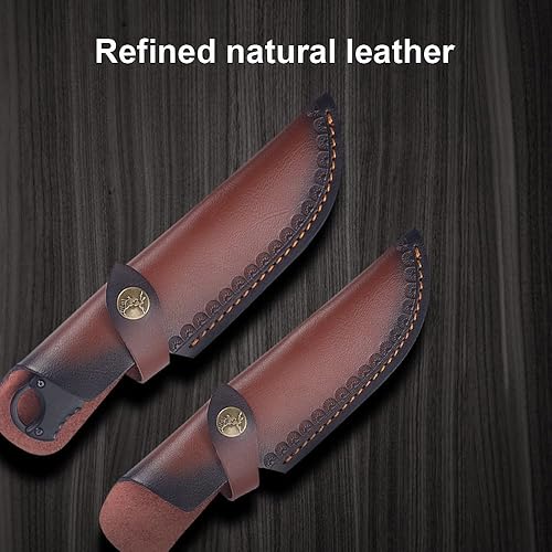 Miniatura 8 de MiOYOOW Funda de cuero para cuchillo, funda retro en relieve para cinturón para hoja de 4.7 x 1.6 pulgadas