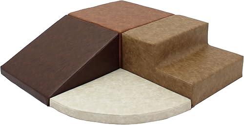 FDP - Escalador de esquina rústico occidental para niños pequeños, piel sintética envejecida, estructura de juego activo para interiores para niños