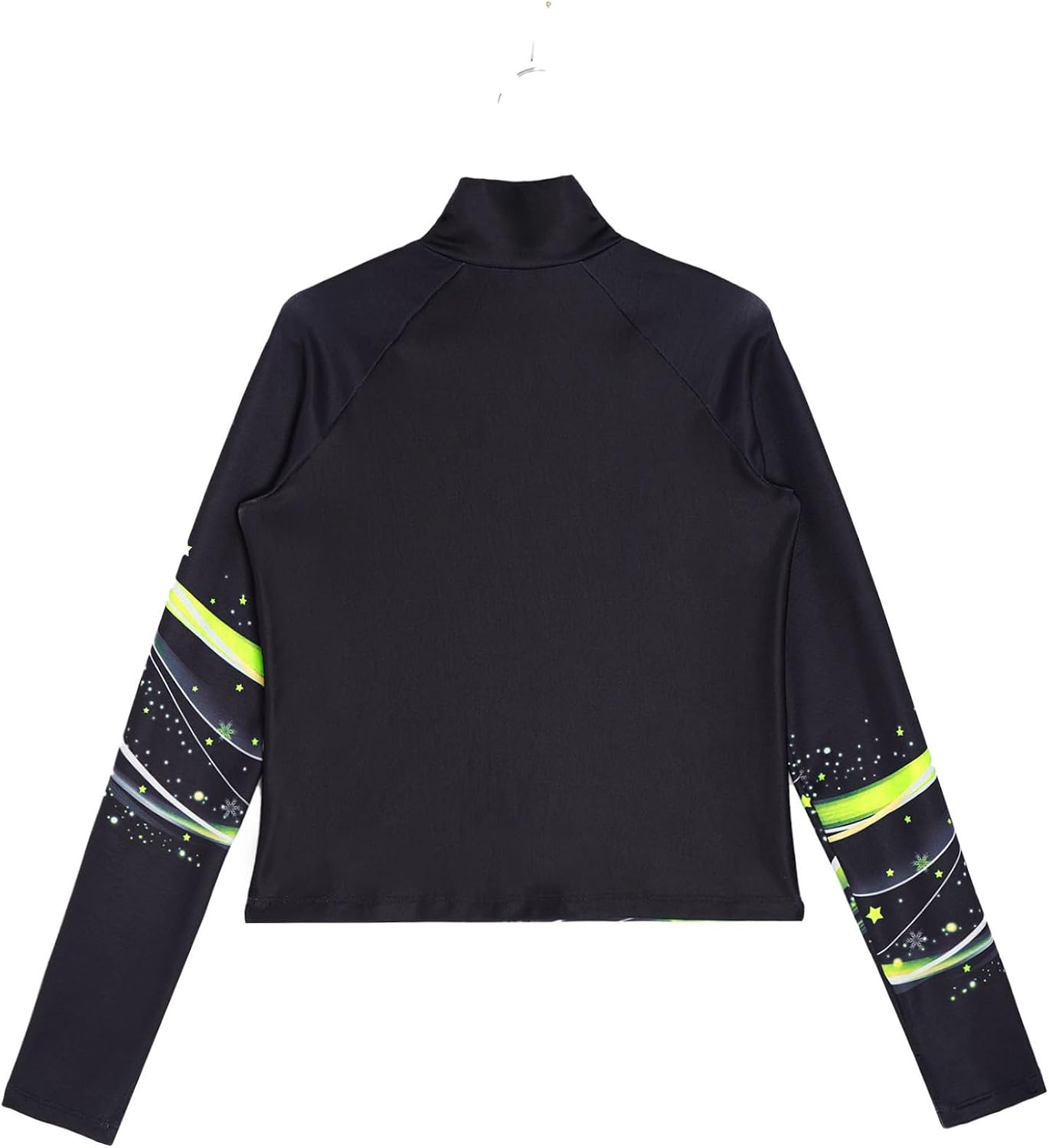 Kids Girls Stylish Printed Figure Skating Sweatshirt Long Sleeve Gymnastics Dance Zipper Jacket