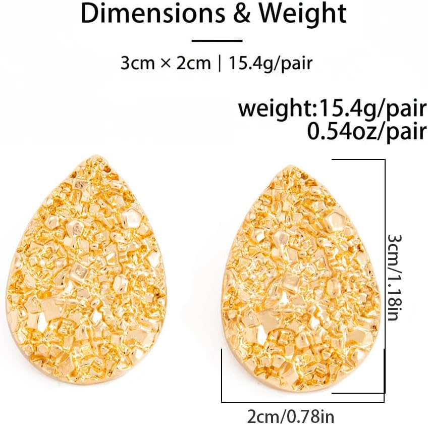 14K Gold Plated Statement Earrings for Women Trendy Chunky Teardrop Drop Dangle Earrings Hypoallergenic Large Stud Earrings Formal Wedding Prom Jewelry - Image 2