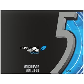 Wrigley 5 Cobalt Peppermint Sugar-Free Gum, 15 Count (Pack of 10)