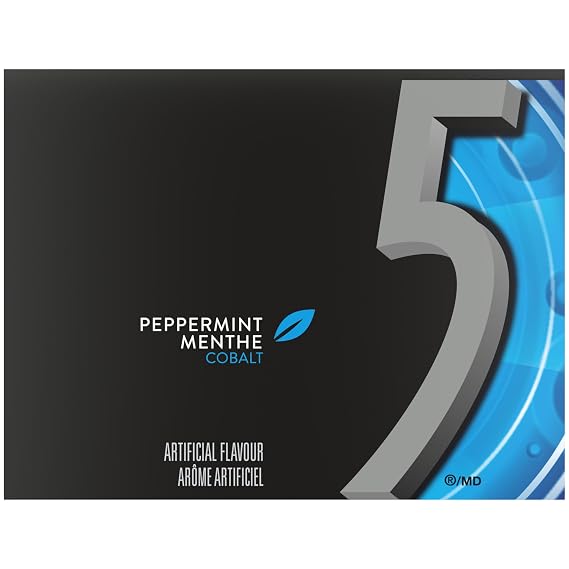 Wrigley 5 Cobalt Peppermint Sugar-Free Gum, 15 Count (Pack of 10)