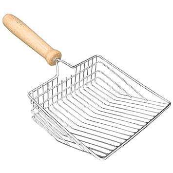 Vitisyao Cat Litter Scoop Made of Stainless Steel, Fast Sifting Kitten Poop Lifter, Deep Shovel Scoop for Kitty Litter Boxes, Solid Handle Made of Beech