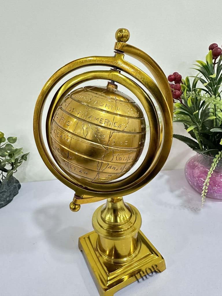 Golden Vintage World Globe Antique Decorative Desktop Globe Wedding Home and Office Decor