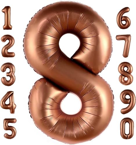 Globo gigante de 40 pulgadas con número de color chocolate para helio o aire, globos autosellables para aniversario, decoración de fiesta de